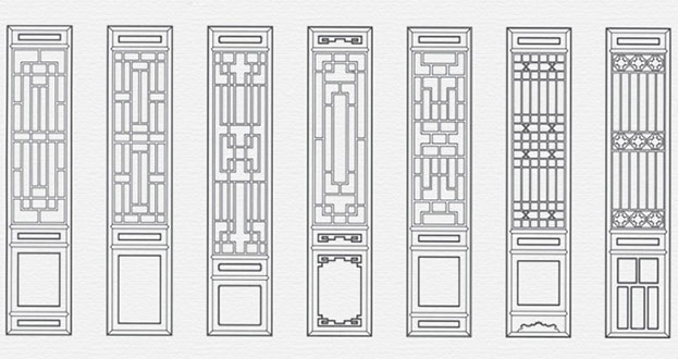 揭东常用中式仿古花窗图案隔断设计图